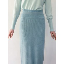 [Premium] Cashmere Long Knit Skirt  Sky Blue