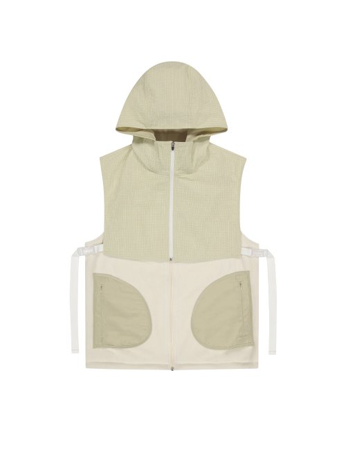 HOODED GEAR FLEECE VEST [BEIGE]