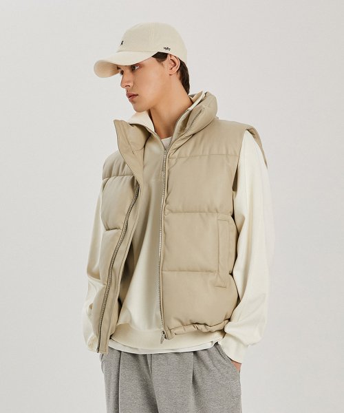Жилет-пуховик унисекс из экокожи (BEIGE) (HZAVE80-25)