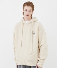 BUTTERFLY LAMBSWOOL HOODIE KNIT Ivory
