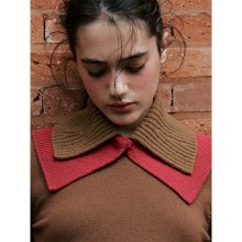 Wool Blended Knit Collar  Chocolate Brown