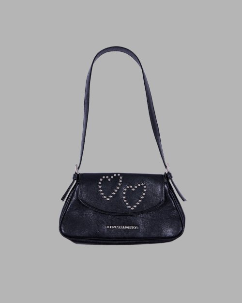 MUSINSA | THE MUSEUM VISITOR HEART STUD MINI BAG - BLACK