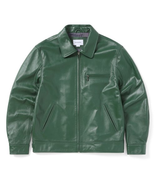 MUSINSA | thisisneverthat® Leather Sports Jacket Green