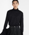 Cut-Off Turtleneck T-shirt - Black