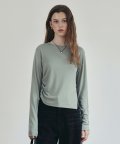 셔링 포인트 슬림 티셔츠 - 민트