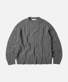 WOOL CABLE RELAX KNIT _ GRAY