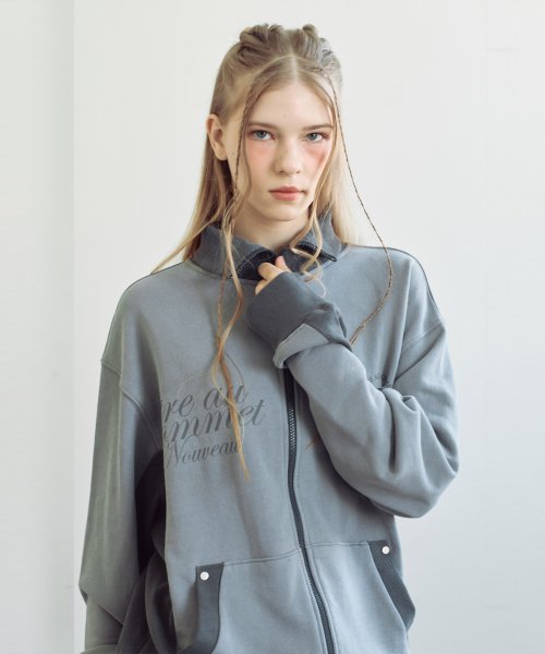 Двухцветная олимпийка из пигментного хлопка (Charcoal Grey)