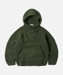 WAVE BOUCLE KNIT HOODY _ OLIVE