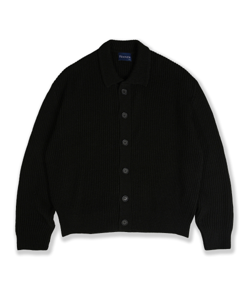 Плотный шерстяной кардиган с воротником [Black]