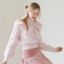 파스텔 프릴 니트 스웨터 (Light Pink)