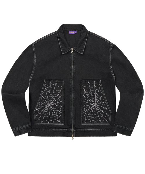 pleasure spider web x streetwear denim jacket, Men's Fashion, Coats, Jackets  and Outerwear on Carousell