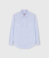 TICKING STRIPE OFFICER SHIRT BLUE