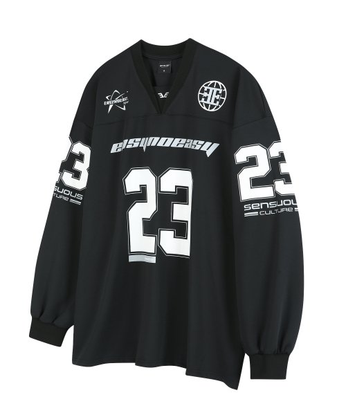 MUSINSA EASY NO EASY Long Sleeve Football Jersey Black