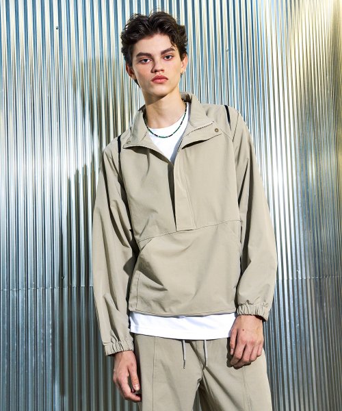 MUSINSA | EASY NO EASY Heavy nylon long sleeve anorak - beige