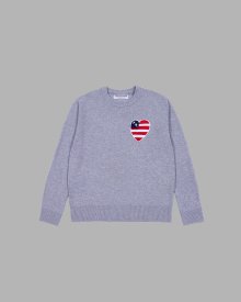 US HEART PATCH STITCHED KNIT (GREY)