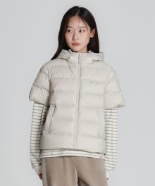 S23WWTDJ01 피코 우먼스 반팔 후드 경량 다운 Light Beige