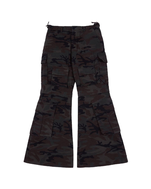 TEN FLAP POCKET BOOTSCUT CARGO PANTS (CAMO)