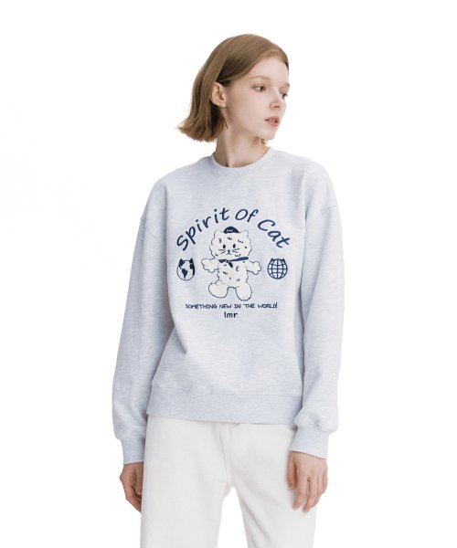 Свитшот с принтом кот букле LIGHT GREY