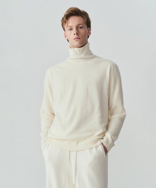 Ivory ribbed turtleneck best sale