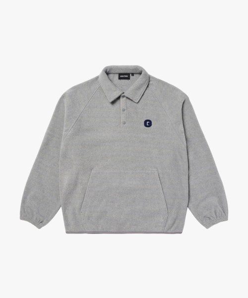 G LOGO MICRO FLEECE POLO SHIRT-MELANGE GREY