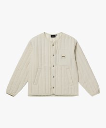 VERTICAL QUILTED CARDIGAN-IVORY