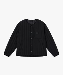 VERTICAL QUILTED CARDIGAN-BLACK