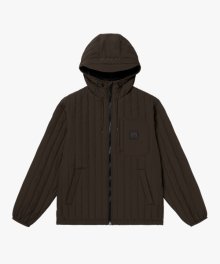 VERTICAL QUILTED JACKET-BROWN
