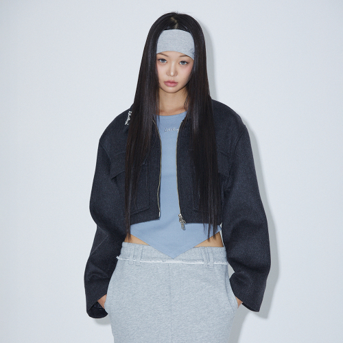 TWO-WAY CROP JACKET CHARCOAL BP3WJ004