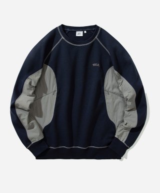 예일(YALE) [ONEMILE WEAR] NYLON FABRIC MIXED CREWNECK NAVY 상품 이미지