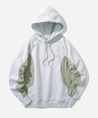 예일(YALE) [ONEMILE WEAR] NYLON FABRIC MIXED HOODIE LIGHT GRAY 상품 이미지