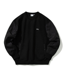 [기모 안감][ONEMILE WEAR] QUILTING SLEEVE CREWNECK BLACK