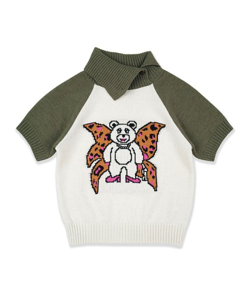 WING BEAR KNIT WARMER SET_CREAM