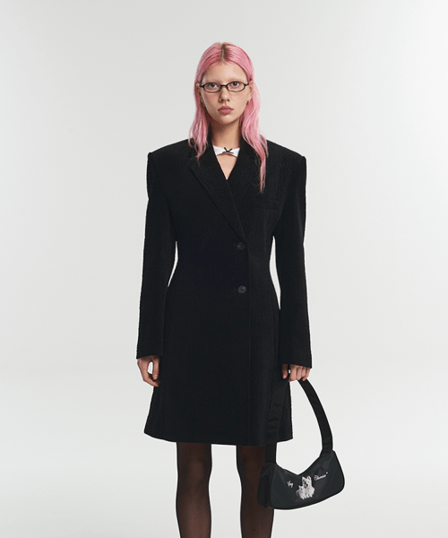잇자바이브 LOGO CORDUROY COAT - BLACK