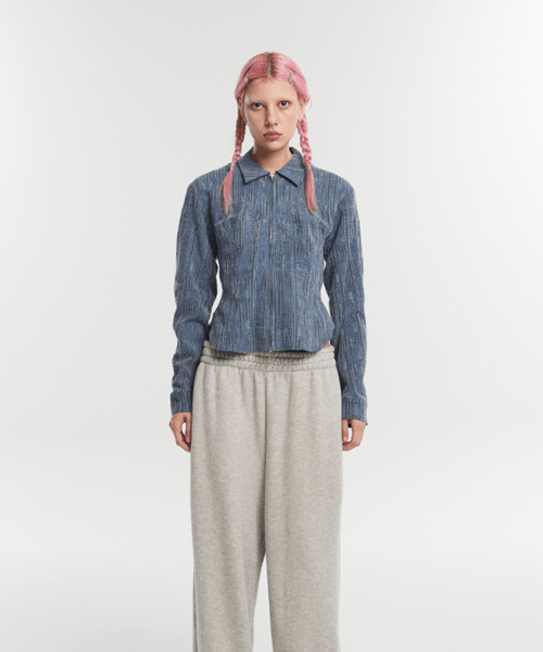 CORSET SHORT JACKET - BLUE