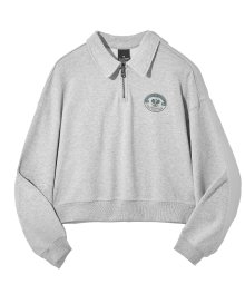 (W) BEST TEAM WORK TENNIS CROP SWEATSHIRT (MELANGE GREY) [LRSFCTM766M]