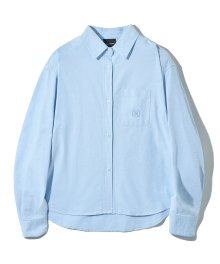 (W) POCKET OXFORD CROP SHIRTS (BLUE) [LRSFCSA746M]