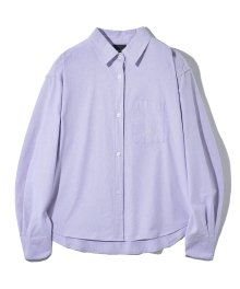 (W) POCKET OXFORD CROP SHIRTS (PURPLE) [LRSFCSA746M]