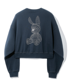 (W) 3D ORBIT RABBIT CROP SWEATSHIRT (NAVY) [LRSFCTM764M]