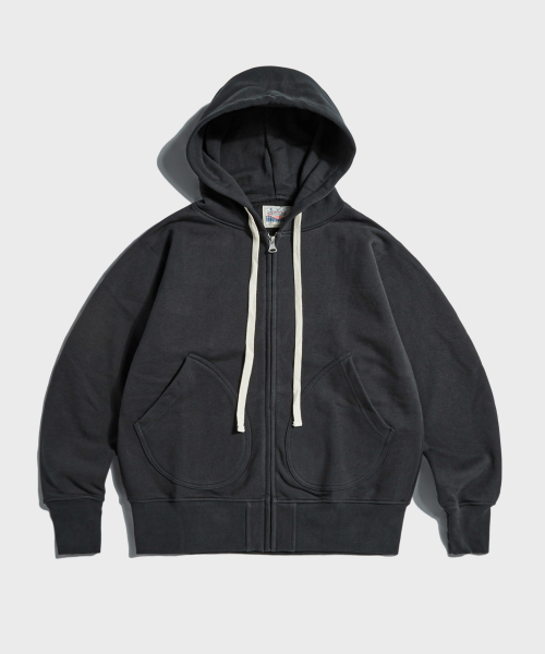 17.5 oz Terry Cloth 2Way Zip-Up Hoodie Kr Ver. Vintage Black