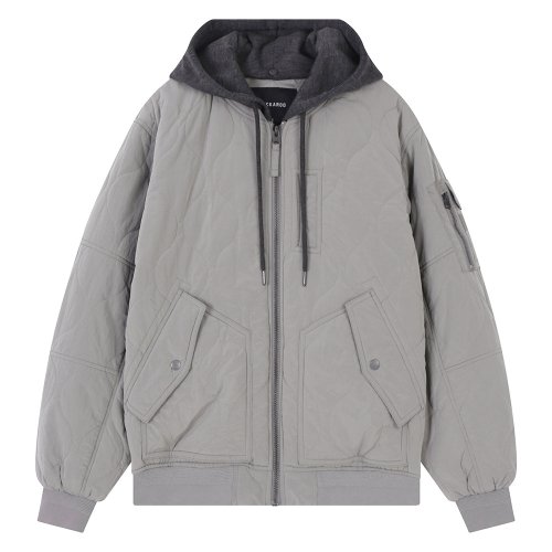 Стёганый пуховик-парашют с отстёгивающимся капюшоном Light Grey