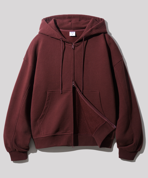 Heaven Twoway Terry Hood Zip Up Burgundy KJHD2523