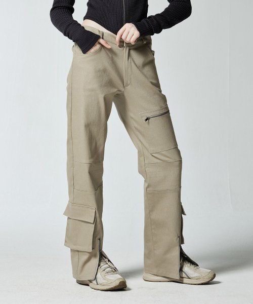 MANNISH BIKER PANTS - бежевое