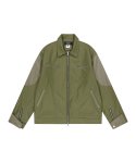 도미넌트(DOMINANT) [2WAY] Cropped Distressed Leather Jacket_Khaki Olive