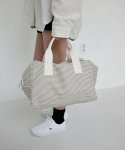 언폴드(UNFOLD) Stripe boston bag - Khaki beige (3 sizes)