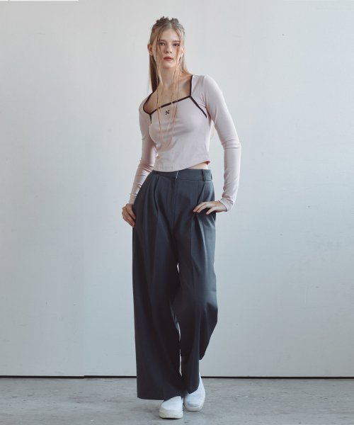 Широкие слаксы с двойной складкой (Grey)