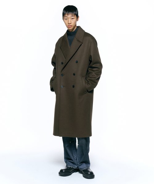 ジャケット・アウター INSILENCE cashmere peaked double coat MUSINSA | INSILENCE Cashmere Double Long Coat BROWN