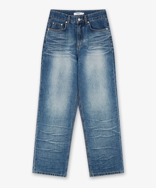 Джинсы унисекс wide-fit с эффектом стирки, Blue