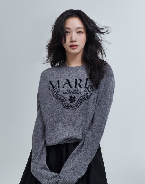마르디 메크르디(MARDI MERCREDI) CASHMERE CREW NECK ALUMNI CLASSIQUE_GREY BLACK - 사이즈 & 후기 | 무신사