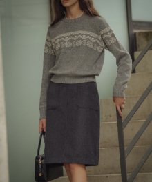 Olga side pocket wool skirt_Gray