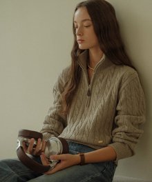 Super fine wool cable knit_Brown